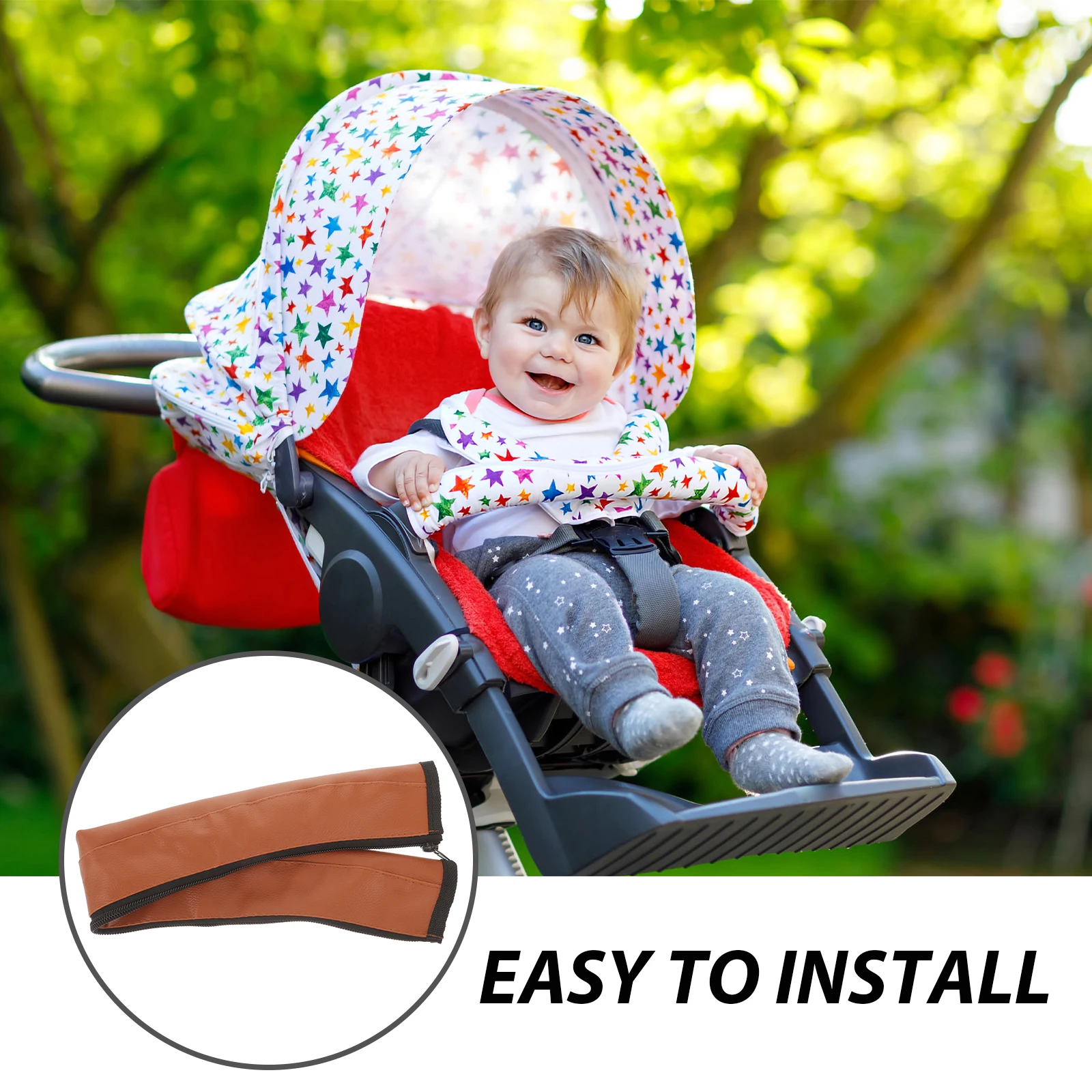 غطاء مقبض عربة الأطفال، سحاب قابل للطي، واقي مقود عربة الأطفال، غطاء مقبض بديل ناعم