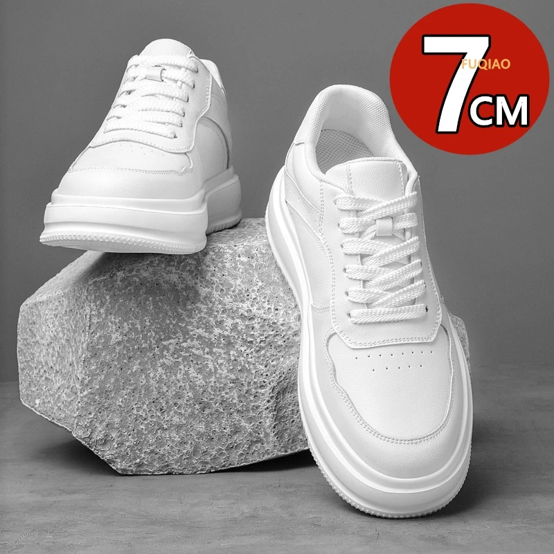 

Мужские удобные кроссовки на скрытой платформе, модные скейтерские туфли, классические мужские кеды на шнуровке, новые мужские туфли из натуральной кожи, увеличение роста на 7 см