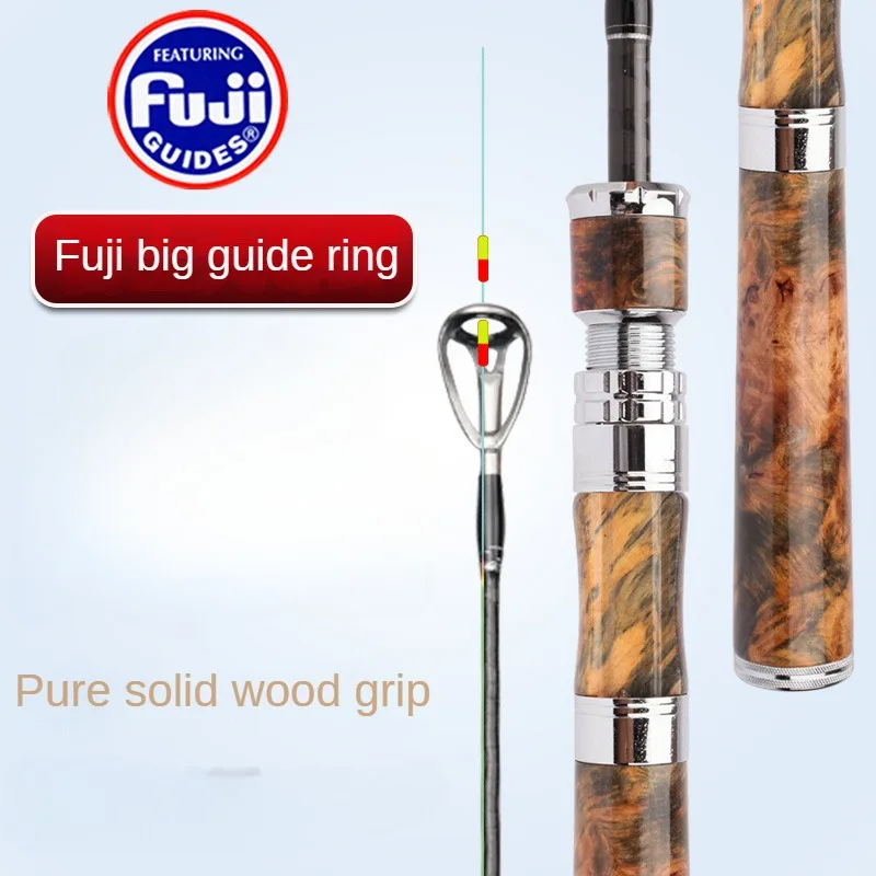 Lure Fishing Rod Sliding Float Rod Full Fuji Big Guide Ring Spinning Rod Ultra Fast Light-weight Solid Wood Integrated Handle