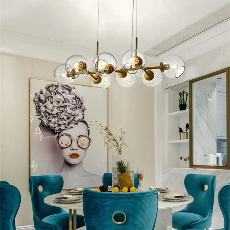 Nordic Glass Ball Pendant Lights Creative Suspension Hanging Lamp for Dining Living Room Kitchen image 5