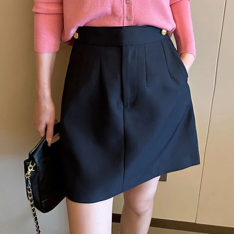 High end early autumn new fashionable small A-line skirt with buttocks wrapped, high-end gray half skirt  skirts