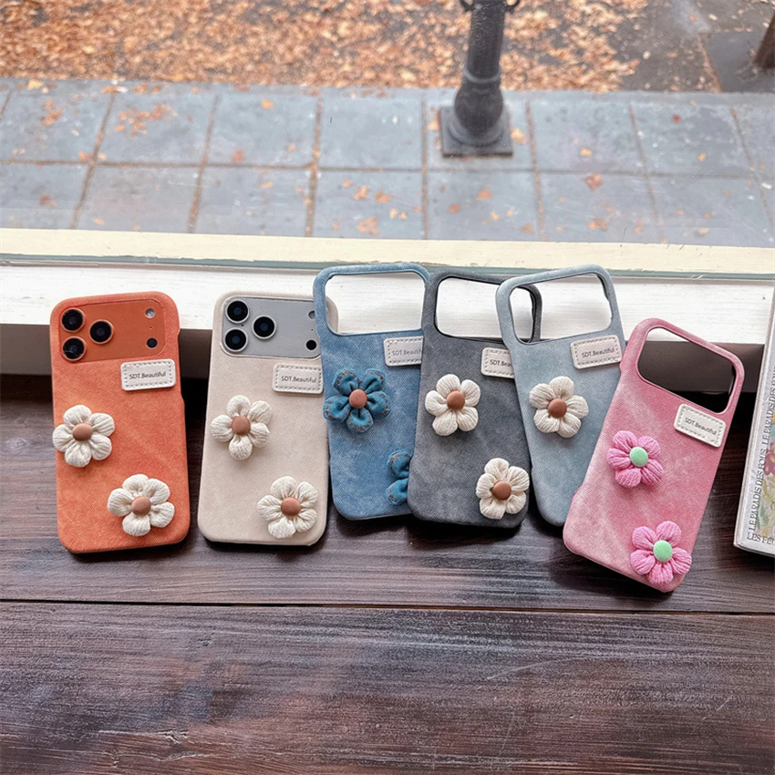 

Fabric Floral Phone Case For Iphone 17 16 15 14 13 Pro 12 11 Max Plus 16Pro Cow Color Fabric Phone Case Creative 15Promax Cover