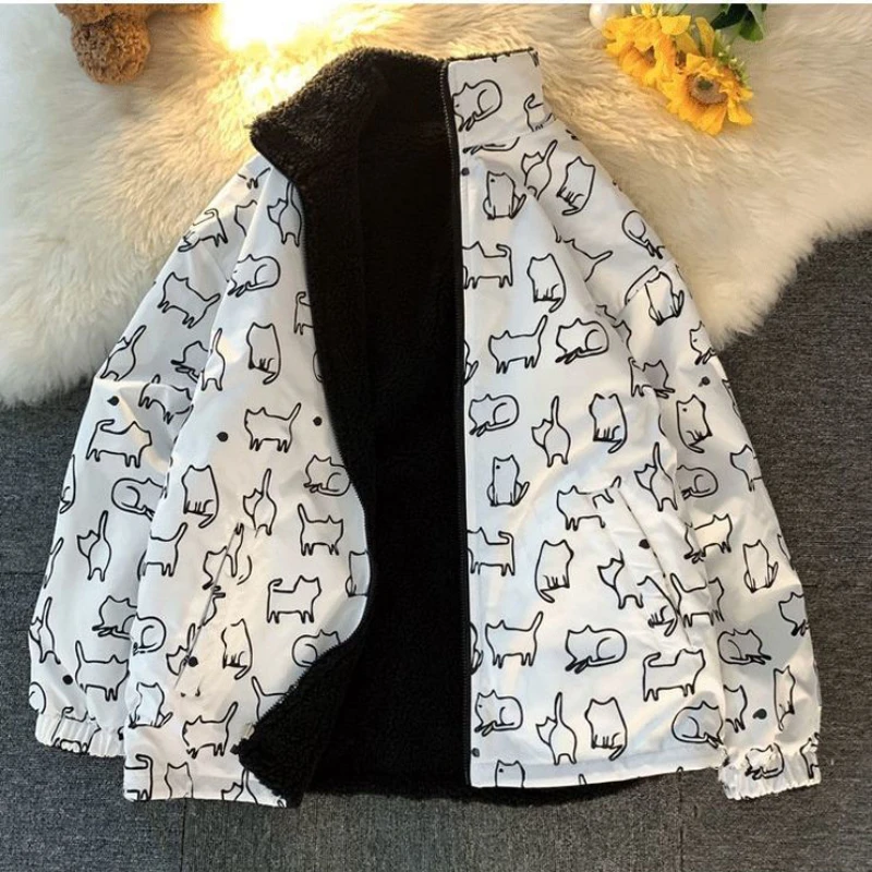 Piumino da uomo autunno e inverno sciolto casual quotidiano Y2k giacca imbottita in cotone tinta unita doppio pardo Parka in lana di agnello per uomo