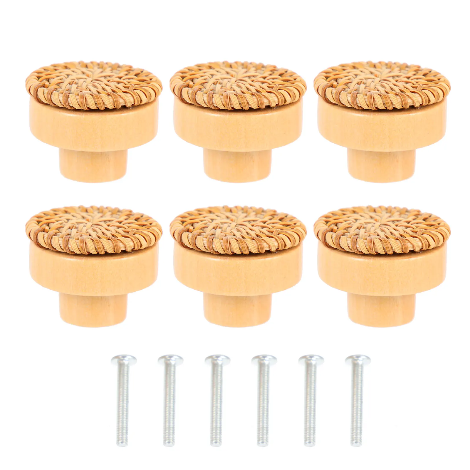 

6 set Rattan Drawer Knob Light Brown Cabinet Knobs For Dresser Drawers Handles Dresser Vanity Furniture Hardware