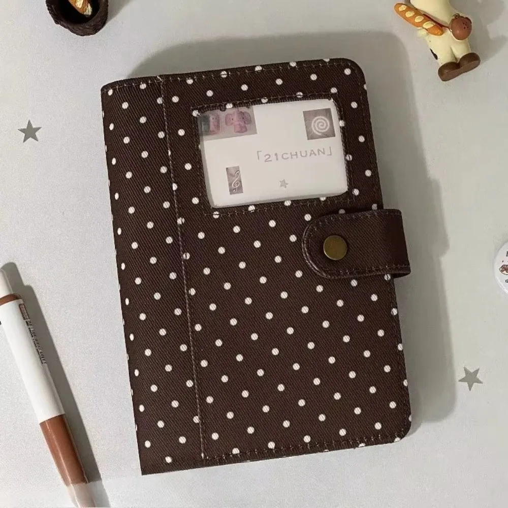 DIY Polka Dot A7 Notebook Card Pocket Snap Button Loose-Leaf Notebook Cover Denim Fabric Loose Leaf Journal Binder Cover