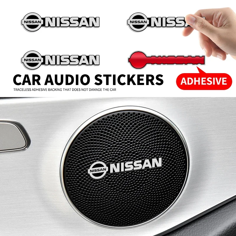 4 pçs alto-falante do carro estéreo emblema adesivo 3d para nissan qashqai juke j10 j11 pulsar sentra altima patrulha micra rogue almera versa