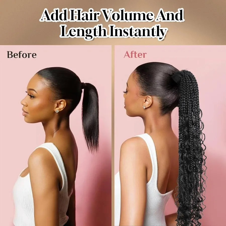 24 بوصة بوهو صندوق مجعد ينتهي تطويلة شعر من الألياف للنساء السود حل تصفيف الشعر الأسود الطبيعي لمواصفات ارتداء اليومي