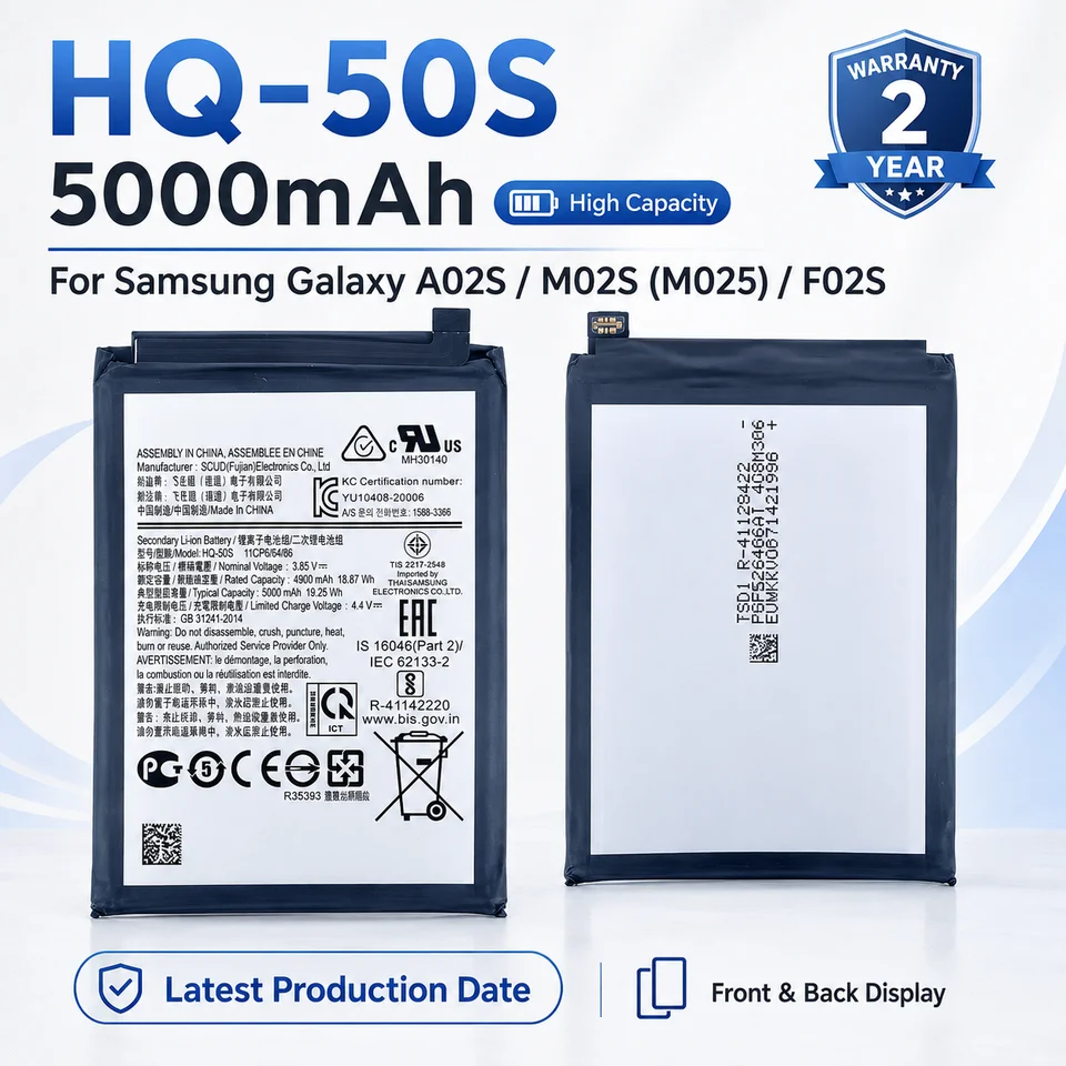 Batería de repuesto para teléfono móvil HQ-50S 5000mAh para Samsung Galaxy A02S, M02S, M025, F02S, repuesto para reparación de smartphones 5