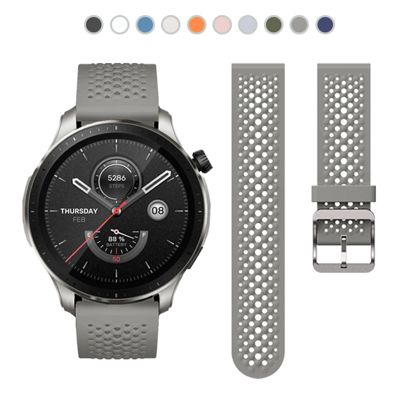 22mm Classical Band for Amazfit GTR 4 GTR 47mm Multiple Holes Waterproof Strap Fit for Amazfit GTR3/3Pro/GTR 2/2e BIP5 Universal