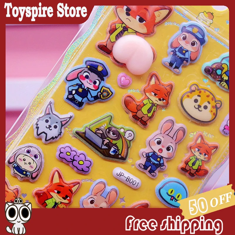 

20 шт. Набор смешанных 3D-стикеров Disney Zootopia в виде мягких объемных ягодиц, антистрессовые, для декора чехлов для телефонов, подарки