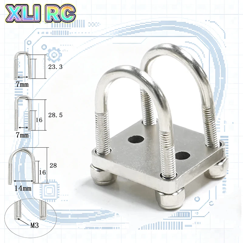 1Set Scale Metal U-shaped Suspension Screw Bracket for 1/14 RC Dump Truck Tamiya SCANIA 770S R620 Volvo FH16XL LESU Upgrade Part
