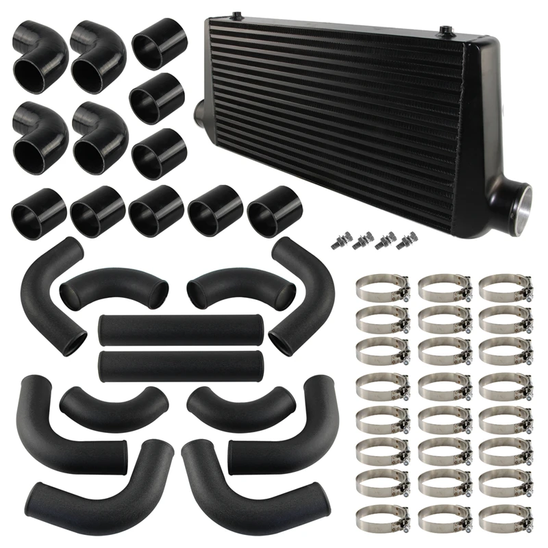 DIY 600*300*76mm Bar & Plate Front Mount Turbo Intercooler +12PCS  3