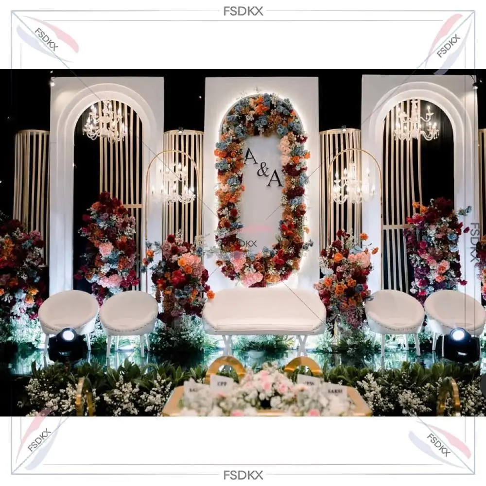 Modern Acrylic Backdrop Arch for Wedding Led Light Wedding Photo Backdrop Wedding Wall Backdrop