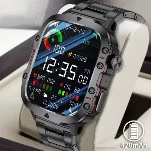 Imagen 1 del producto 2025 reloj inteligente militar GPS hombres linterna impermeable rastreador de deportes al aire libre HD llamadas Bluetooth reloj inteligente nuevo para Android IOS