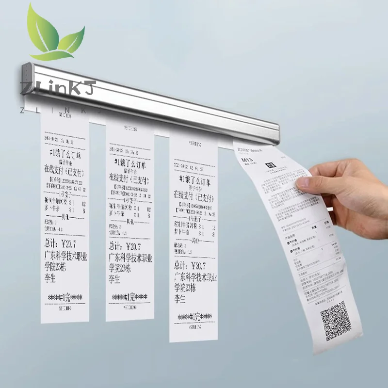 Aluminum Alloy Wall-mounted Sticked Take-out List Receipt Clip Hanging Ticket Order Invoice Paper QR Holder Restaurant Menu Clip