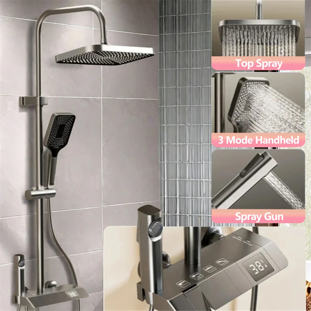 1 Piece Bathroom Shower Set Multifunctional Practical Shower Kit FourOutlet Bathing Suite Adjustable Water Pressure Temperature