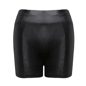 High Waist Elastic Women's Bright Fake Pu leather shorts, mini sexy shorts, thin pants, hot dance clothes, 2024 6 Main Sales Short Leather - №5