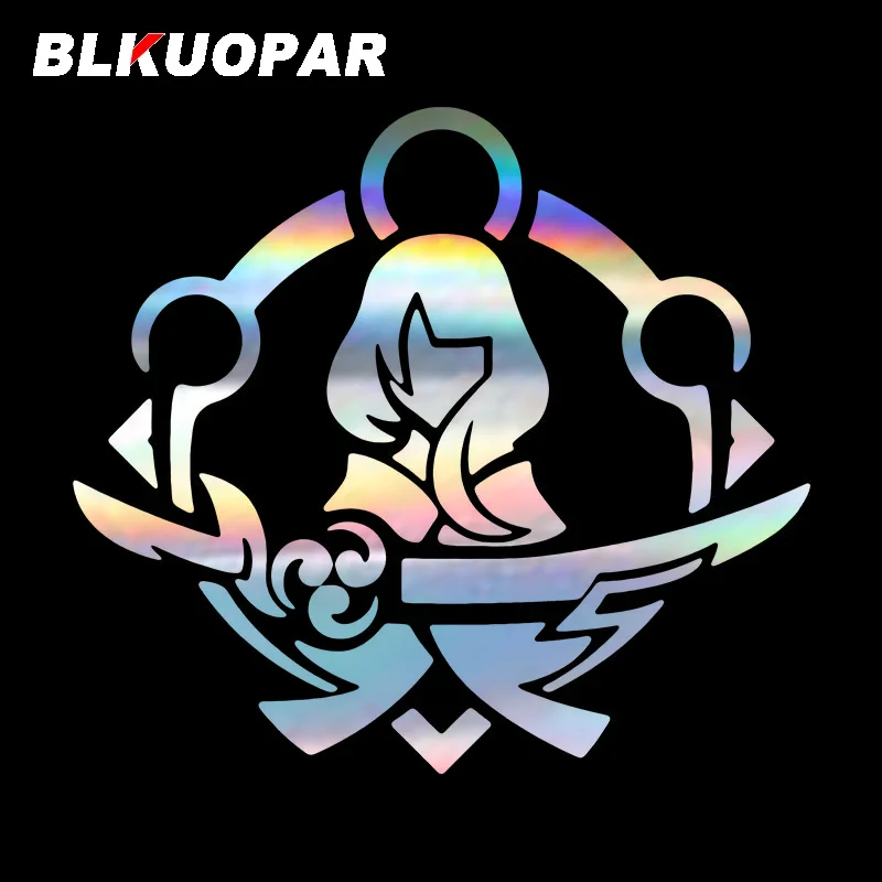 Blkuopar Genshin Impact Raiden Shogun Emblem Anime Auto Stickers Creatieve Waterdichte Sticker Atv Jdm Caravan Auto Deur Protector