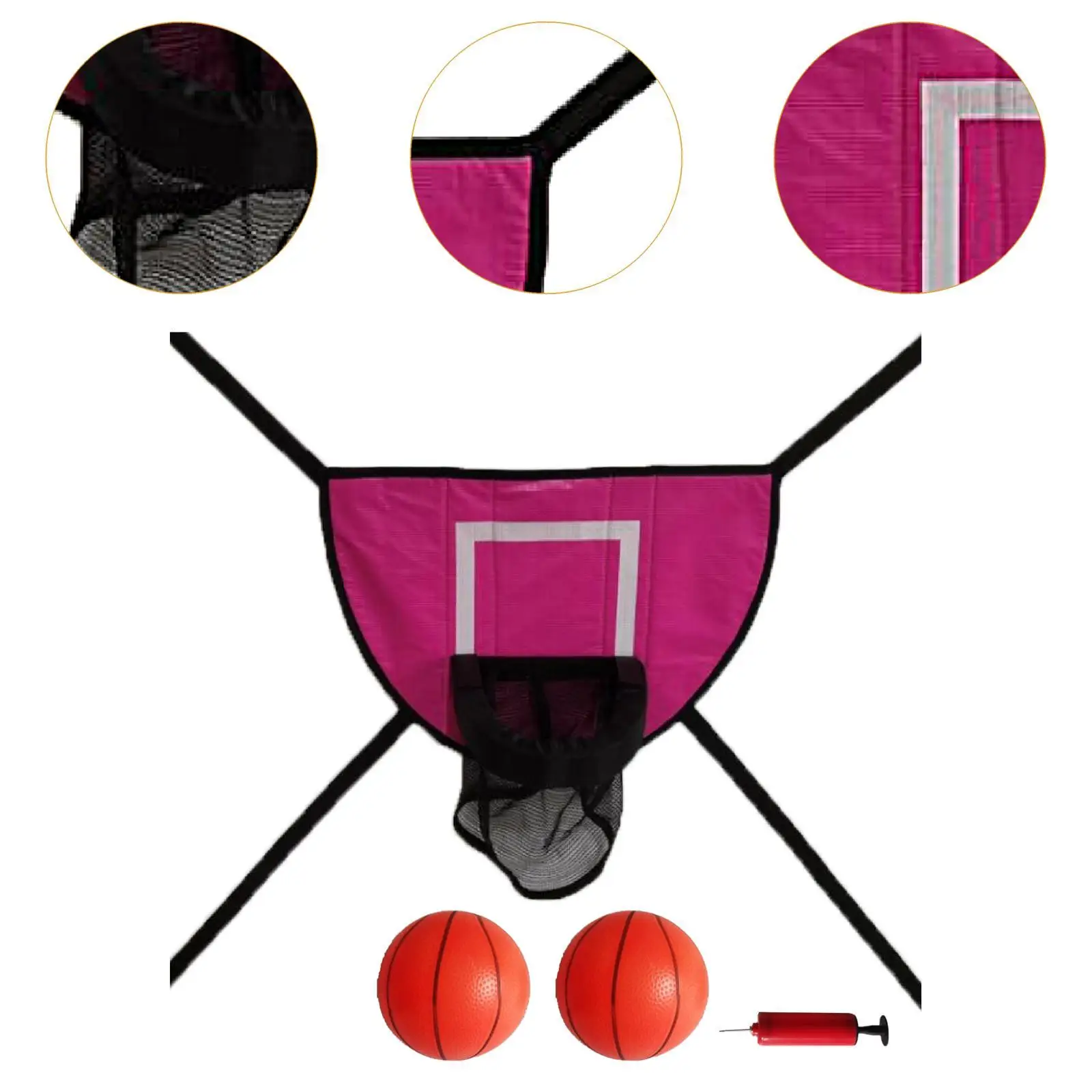 トランポリン用バスケットボールフープ 軽量ベースボード 防水 頑丈 ダンク用トランポリンアクセサリー すべての年齢向け ローズレッド