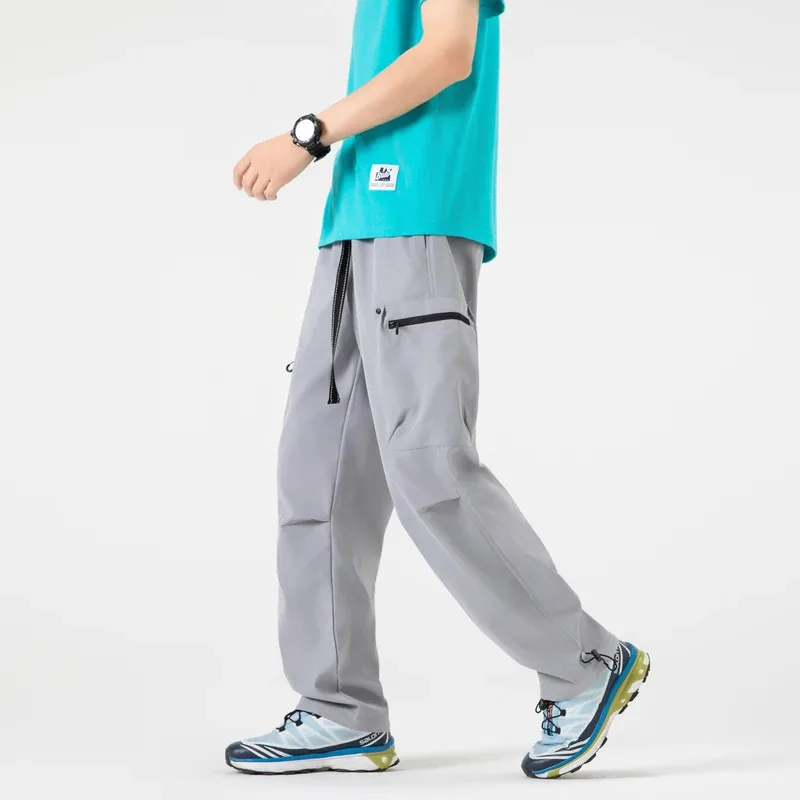 Pantalones de hombre Casual primavera y otoño pantalones Cargo elegantes hombres High Street Hip Hop pantalones de chándal ajustados hombres pantalones ligeros