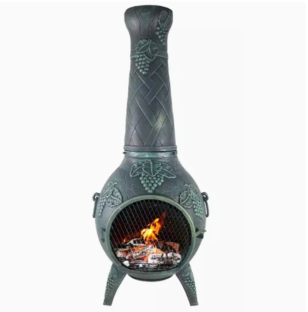 Mega Cast Iron Outdoor Chiminea Fireplace Backyard Patio Heater Wooden Fire pit Garden Woodburning Chimenea