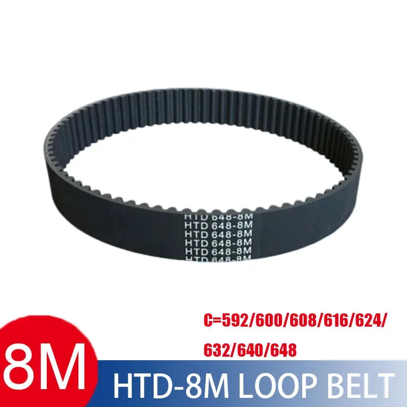 

HTD 8M Synchronous Belt C=592/600/608/616/624/632/640/648mm width 15/20/25/30/40mm Teeth 74 75 76 77 78 HTD8M Timing Belt 648-8M