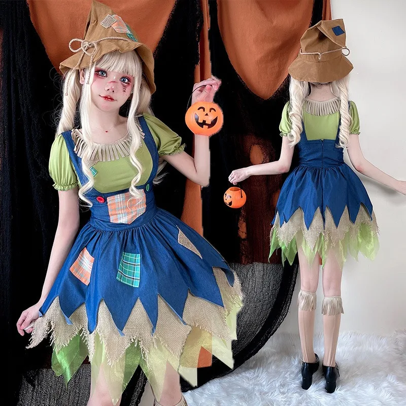 Halloween witch dress scarecrow cosplay masquerade party suitable for Comic-con outdoor farm garden party interactive mini-games