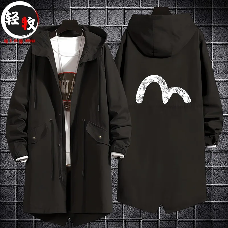 

Весенне-осенне-зимняя мужская и женская куртка с капюшоном средней длины, хлопковое пальто, модная брендовая мужская ветровка, молодежная куртка из полиэстера.