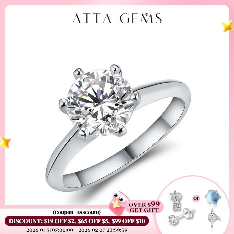 

Кольцо с бриллиантом 1 карат ~ 3 карат, классическое круглое бриллиантовое кольцо с муассанитом, вырезанное бриллиантом, для женщин