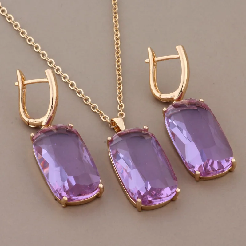 New Gold Color Big Drop Earrings And Pendant Sets for Women Fashion Bridal Unusual Earring Vintage Jewelry Sets Gift