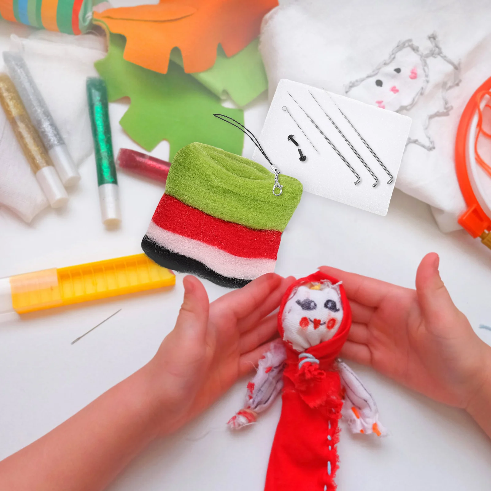 

Wool Felting Kit Colored Material Set DIY Cartoon Rabbit Needle Punch Craft for Kids Adults Handcraft Gift Fun Learning