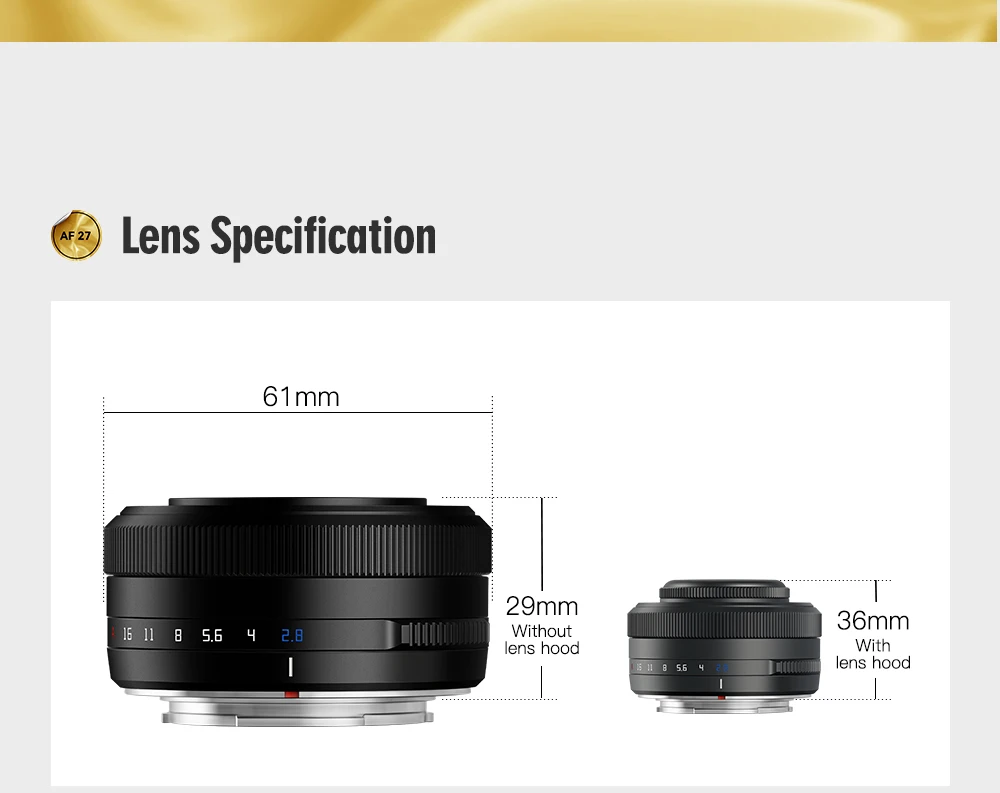 TTARTISAN 27mm F2.8 Autofokus-Kameraobjektiv für Fuji X Fujifilm XF Sony E Nikon Z Mount STM APS-C Eye Perception für XA7 XT100 – Detail 19