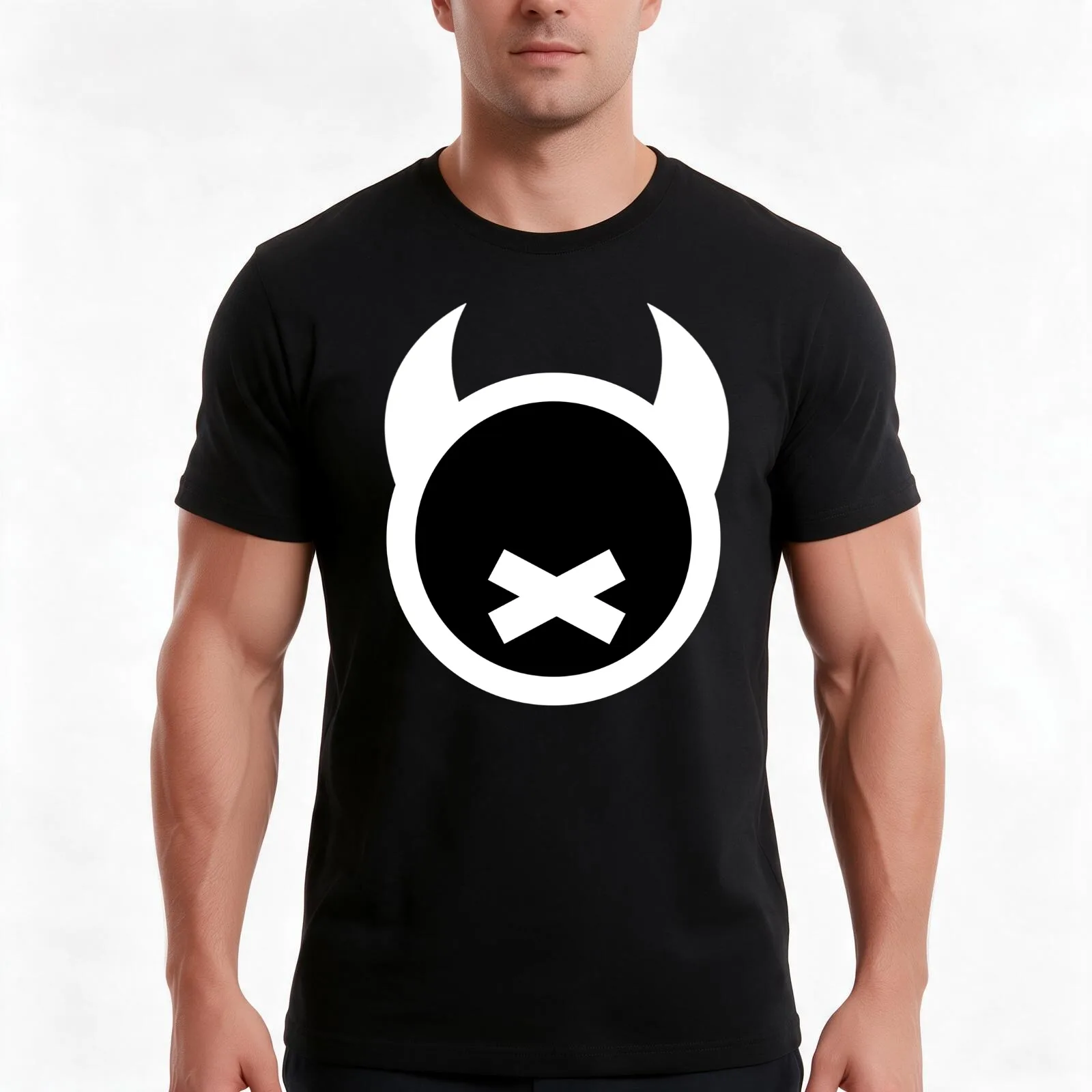 Quiet Club Racing - Halloween Devil Horn Edition Logo T-Shirt, Summer Casual Cotton Tee, Oversized Streetwear Tops, 100% Cotton
