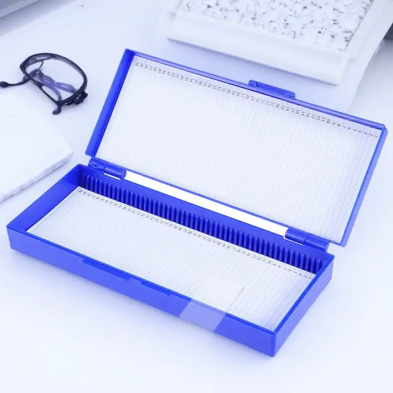 

Microscope High Quality Plastic Top-Hinged Lid Slide Storage for Science Education Lab Histology Coverslip