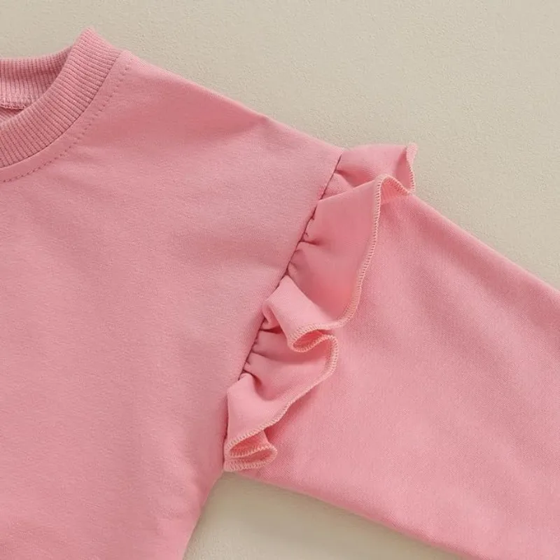 Autumn Children T-shirt Solid Color Kids Sweater Thicken Warm Boys Sweatshirts Girls Pullover Cotton Ruffle Baby Outerwear 6M-4Y