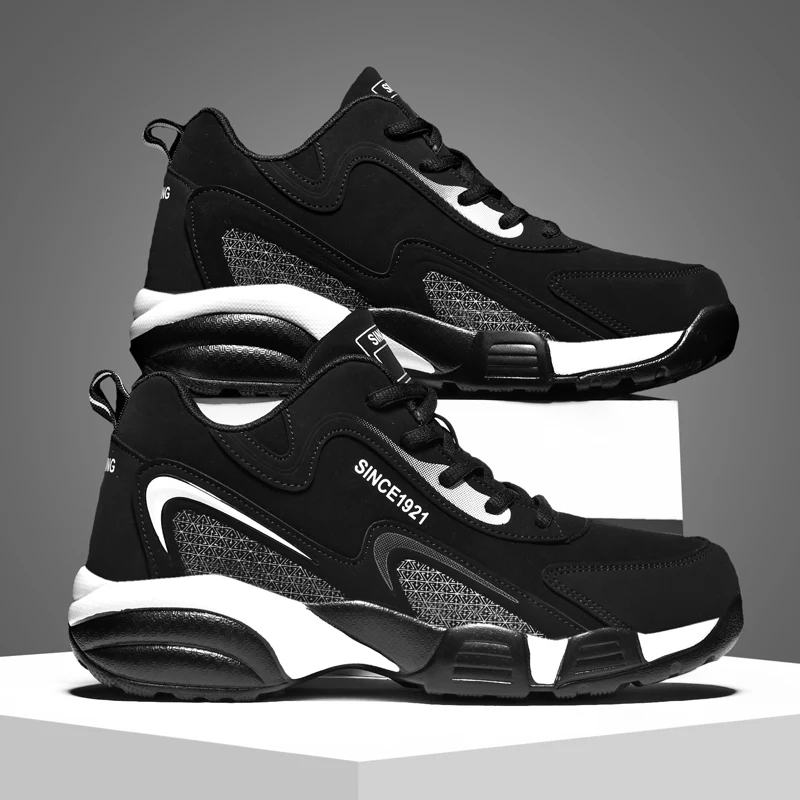 

Sports and leisure shoes, men's shoes, marathon oversized air cushioned shoes, fly woven all season rubber, wear-resistant, anti