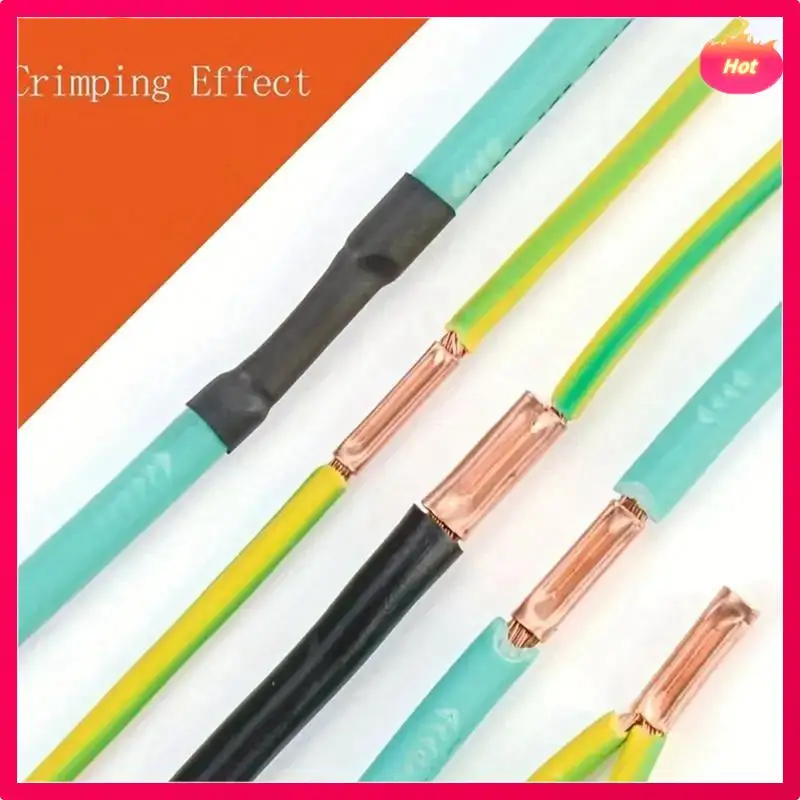 250Pcs GT Copper Connecting Pipe Wire Joint Small Copper Tube Terminal Cable Lug Bootlace Ferrule Kit W/Crimping Pliers