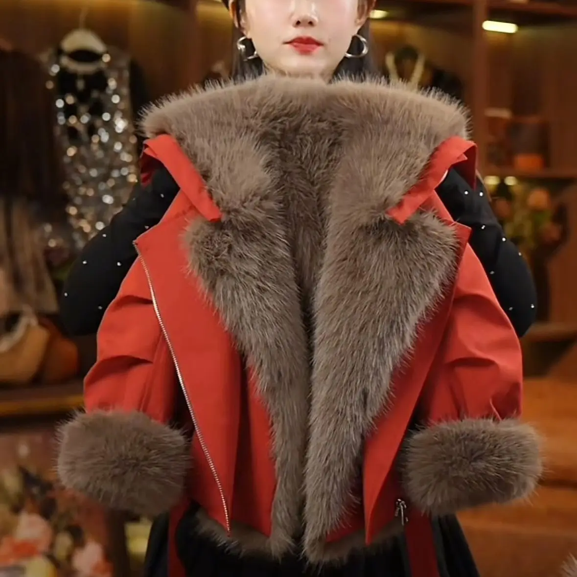 2026 Winter Medium Large Girls Family Fur Jacket Girls Fleece Thick Warm Suitable Jacket Trendy Top Trendy