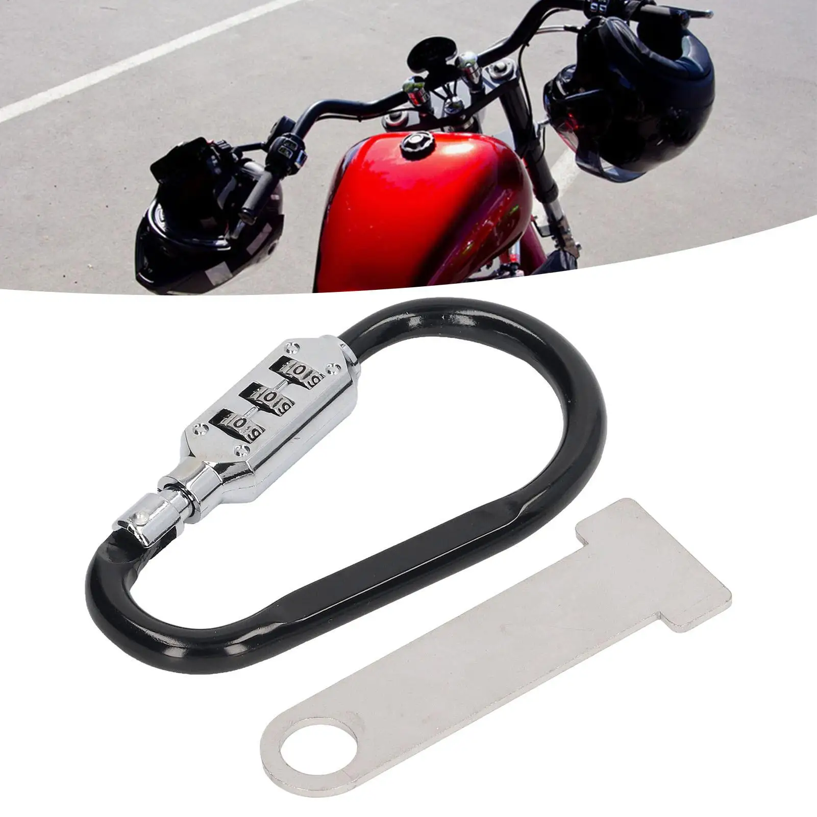 Helmet Anti Theft Lock Aluminum Alloy 3 Digit Lock Practical Helmet Security Lock Climbing Carabiner Clip for