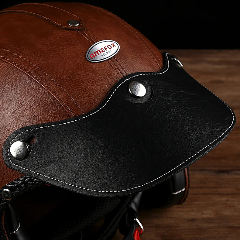 Orz Motorcycle retro helmet brim 3/4 leather brim