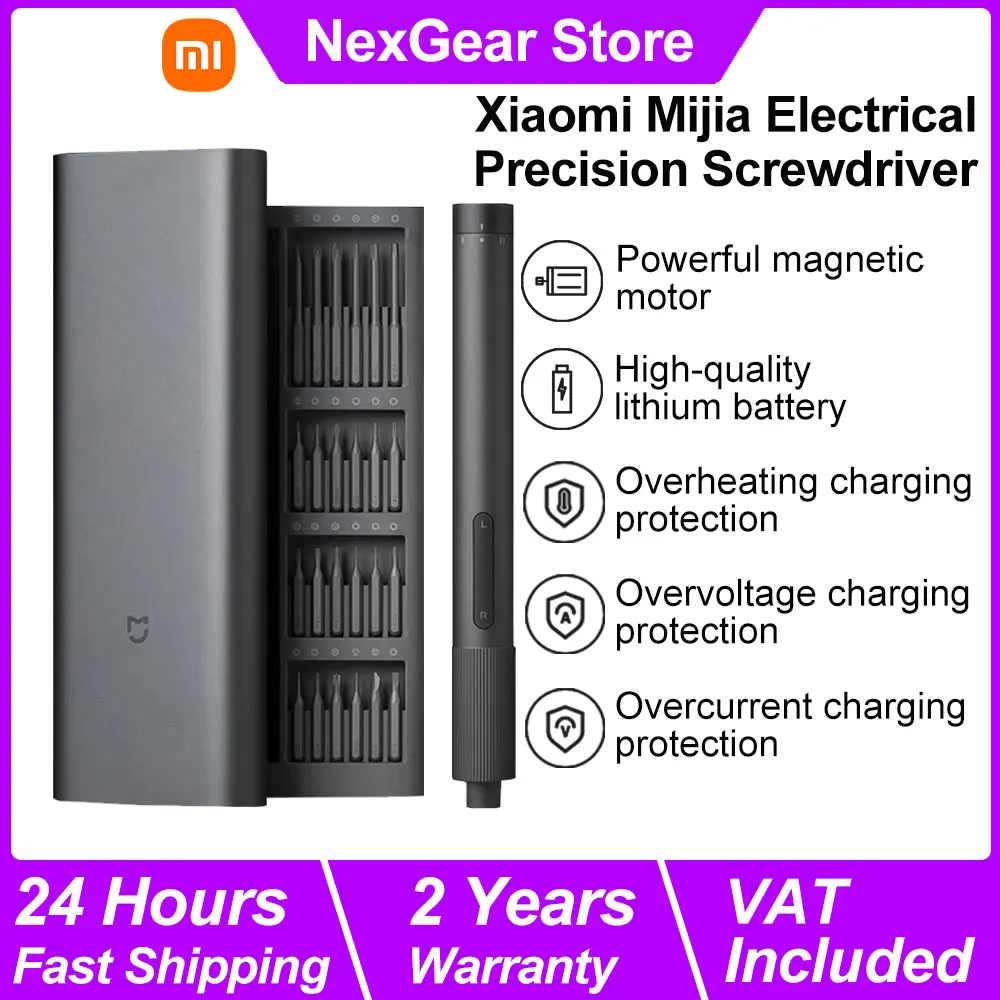 Tournevis électrique de précision Xiaomi Mijia, kit de tournevis magnétique, couple à deux vitesses, charge Type-C, embout de précision en acier S2