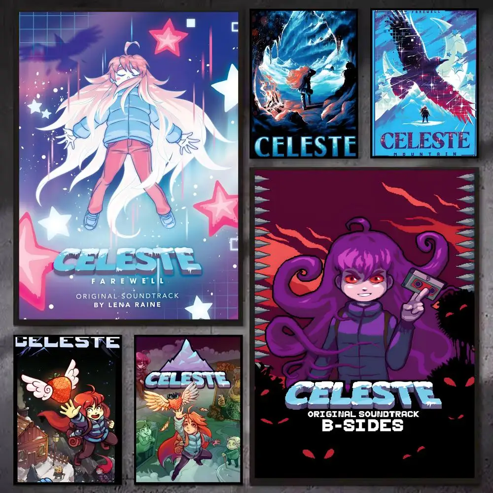 Póster artístico de Game C-Celeste, carteles artísticos de acuarela y graffiti, decoración de pared elegante para sala de estar, dormitorio, oficina y bar