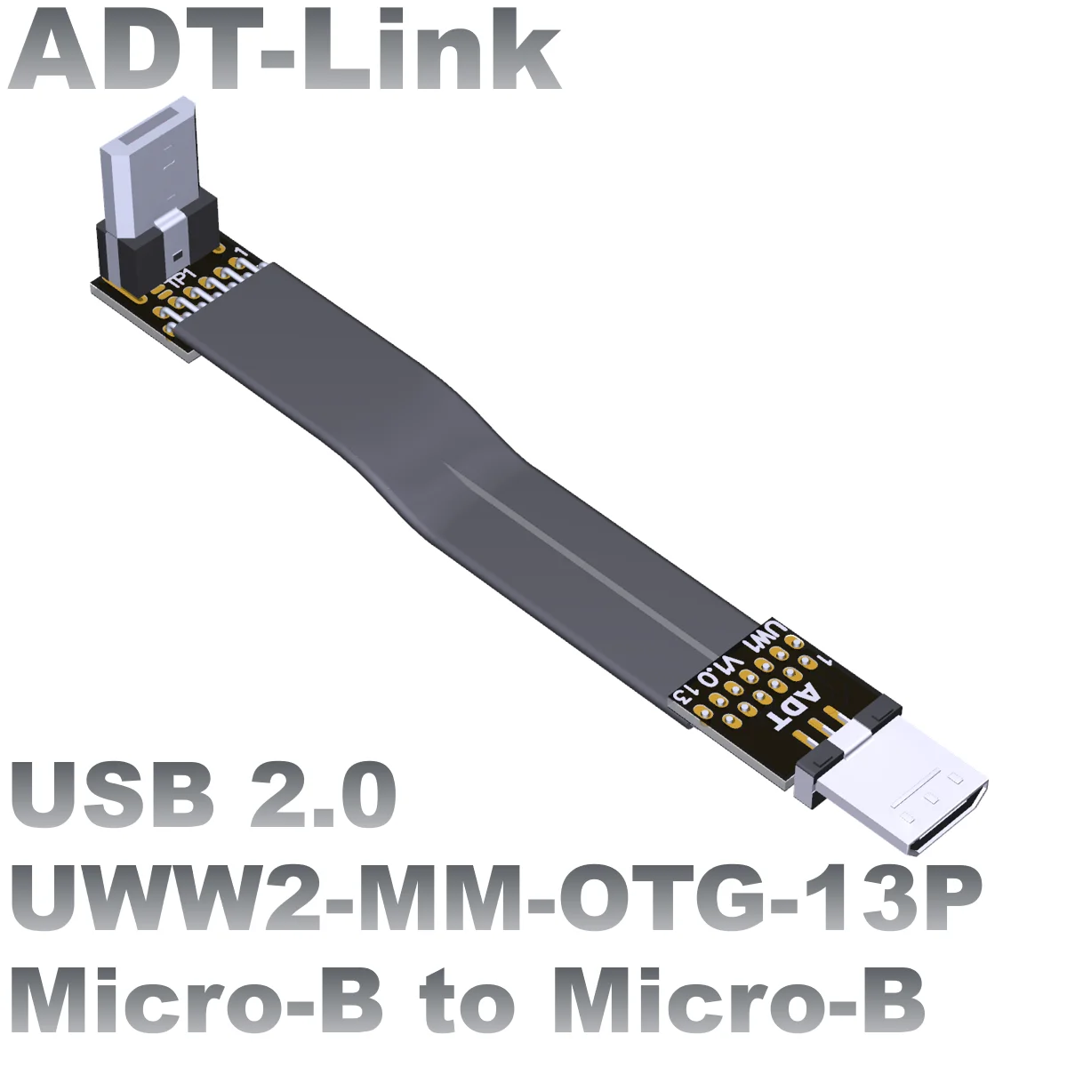 

USB OTG 2.0 Male to Male Flat Data Extension cable micro-B to micro-B ADT