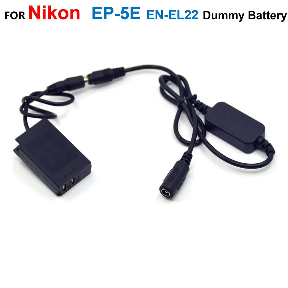 

EP-5E DC Coupler EN-EL22 Fake Battery + 12V-24V Step-Down Power Cable For Nikon 1 J4 1J4 1 S2 1S2 Camera