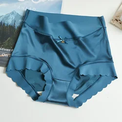 Sexy Women Panties Ice Silk Satin Briefs Seamless Underwear High Waist Pants Comfort Lingerie Female Underpants