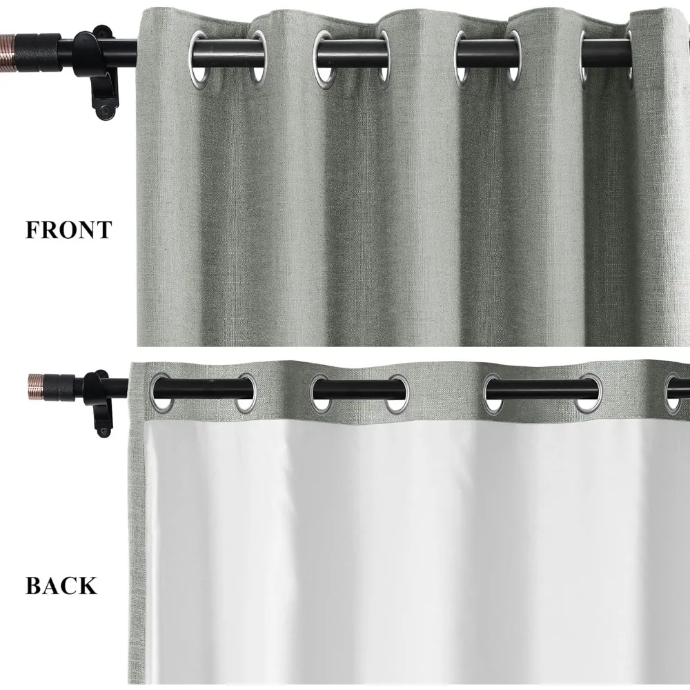 Natuurlijke linnenmix 50x108 inch verduisteringsgordijnen met kamerverduisterende voering, doorvoertule bovenste raamgordijnen voor privacy en licht co