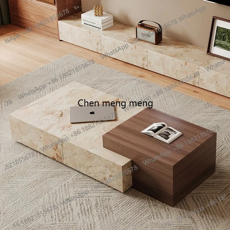 

RR Elegant Retro Coffee Tables Trendy Aesthetic Wabi Sabi Unique Coffee Tables With Drawers Design Mesa Centro Furniture For Hom