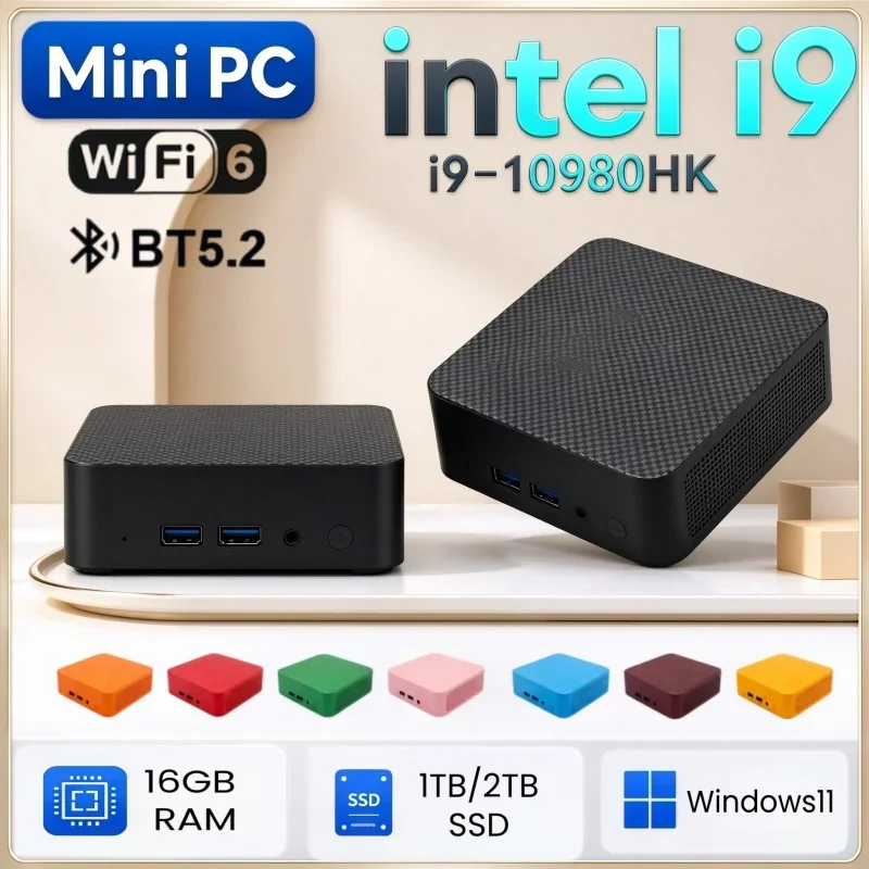 New Arrival Mini PC Intel Core I9 10980HK 16GB RAM Optional 1TB 2TB SSD Windows 11 WiFi 6 BT5.2 Home Office Portable Computer