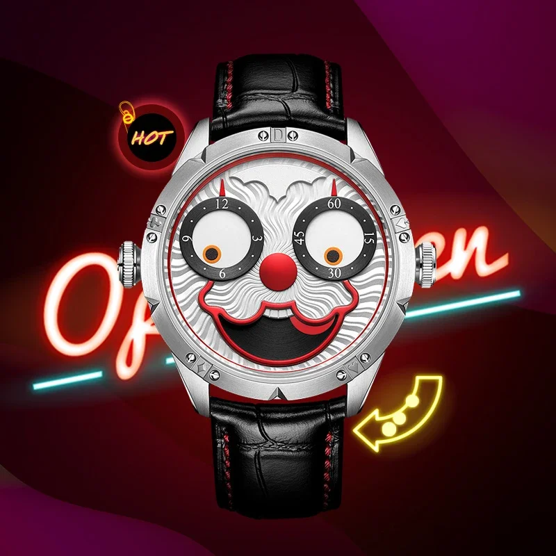 Imagem -02 - Joker-relógio de Quartzo de Pulseira de Couro Impermeável Masculino Fase da Lua Multifunções Mergulhador Automático Movimento Luxo Moda