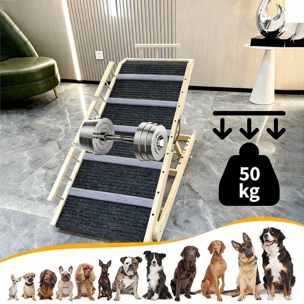 Wooden Pet Stairs Adjustable Gears Assist Pets Climbing Sofa Beds Stable Anti Slip Dog Staircase Dog Accessories Supplies